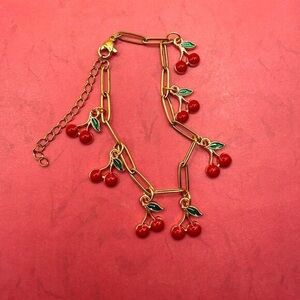 Cherry Charm Gold Necklace